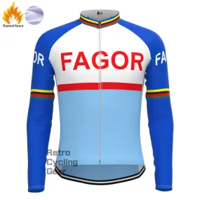 Fagor Blue Fleece Retro Long Sleeves Jerseys