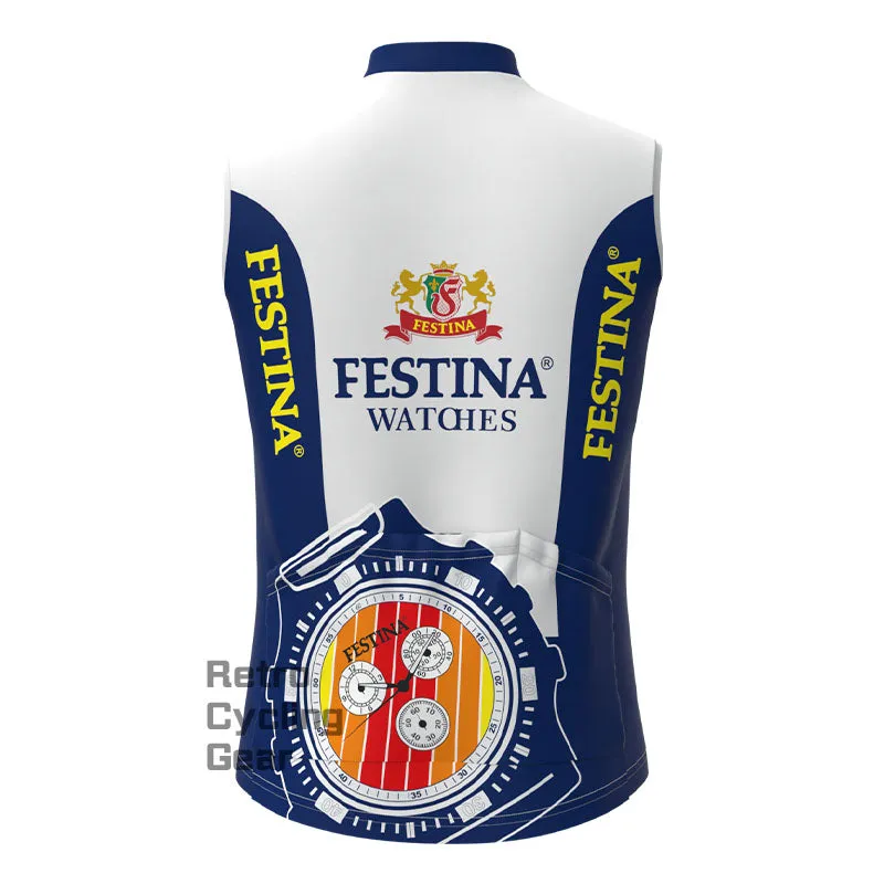 FESTINA Blue Fleece Retro Cycling Vest