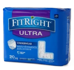 FitRight Ultra Protective Underwear Heavy Absorbency Large 40" - 56" Waist Bag of 20