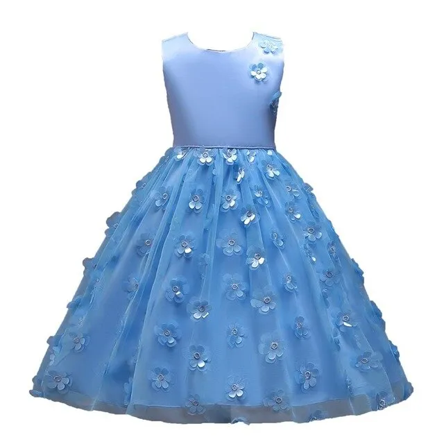 Flower Tulle Dress, Size 3-8 Yrs