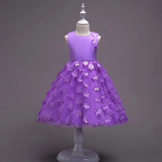 Flower Tulle Dress, Size 3-8 Yrs