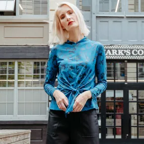 Foil Knit - Center Front Tie Top - Abstract Splatter - Final Sale!