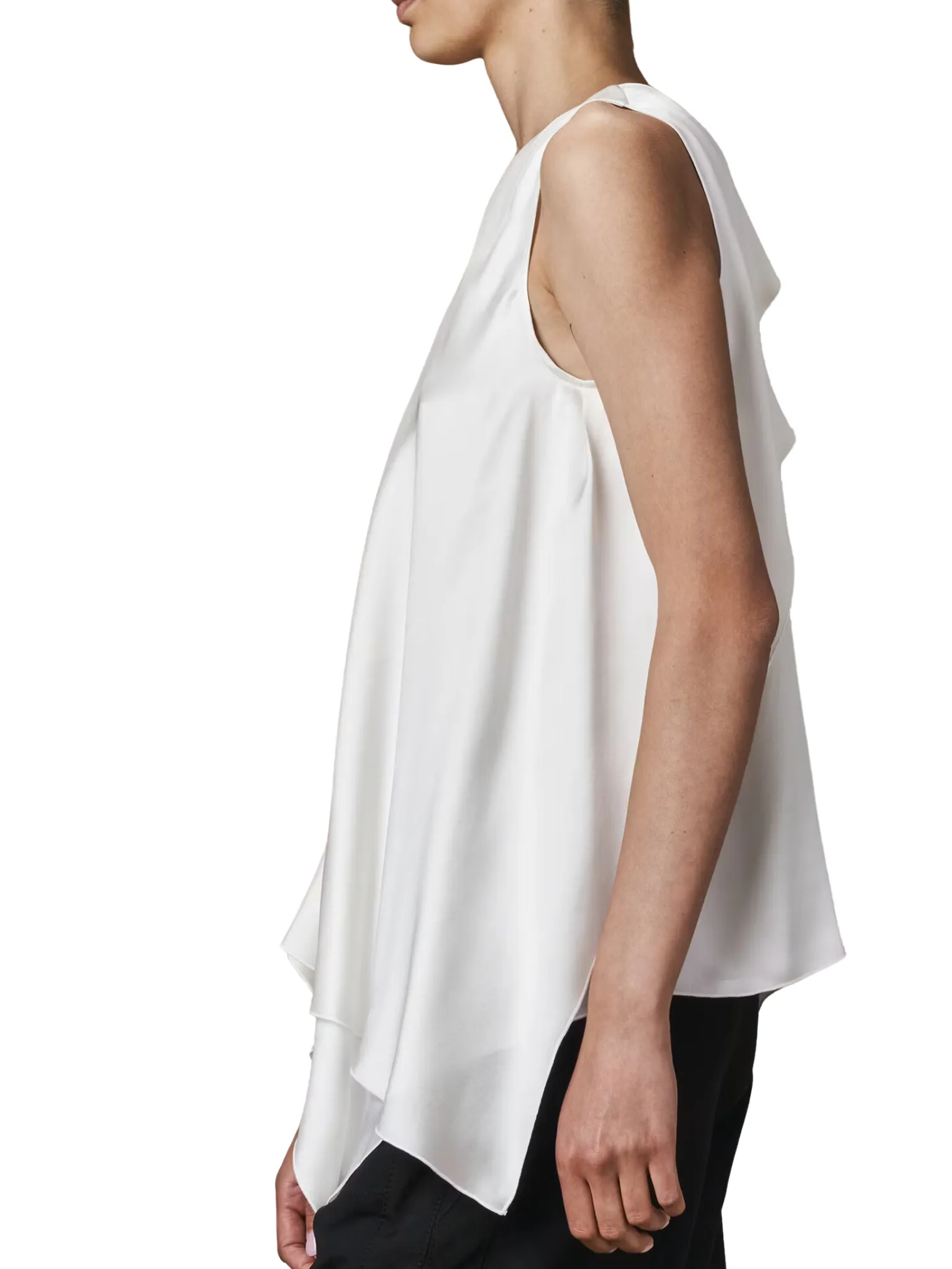 For Instance Sleeveless Ivory Silk Shirt