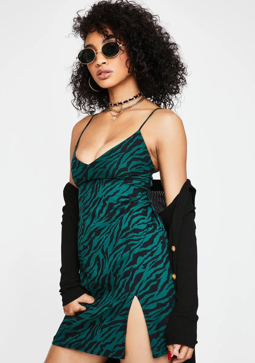 Forest Green Zebra Katya Slip Dress