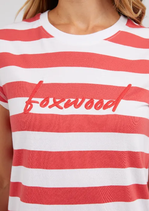 Foxwood Signature Stripe Tee Dress - Cayenne & White