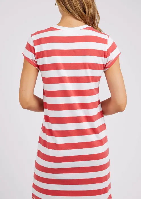 Foxwood Signature Stripe Tee Dress - Cayenne & White