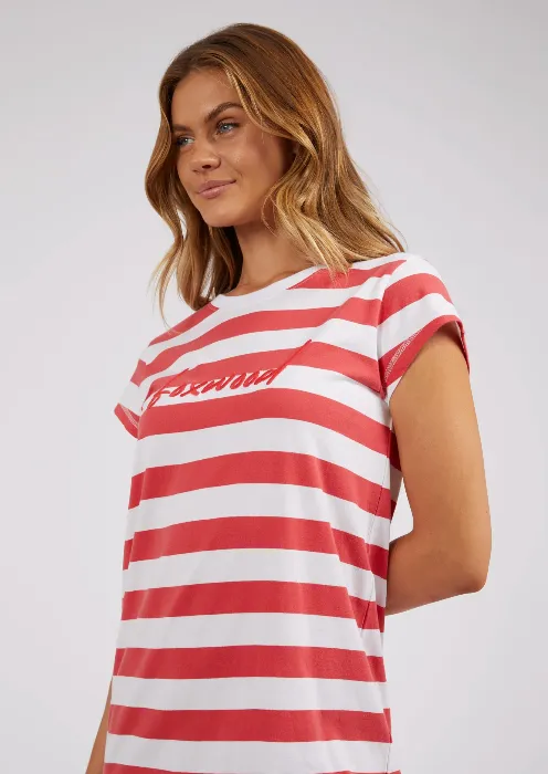 Foxwood Signature Stripe Tee Dress - Cayenne & White