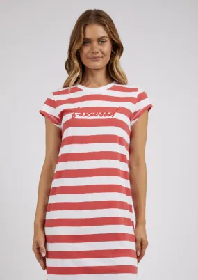 Foxwood Signature Stripe Tee Dress - Cayenne & White