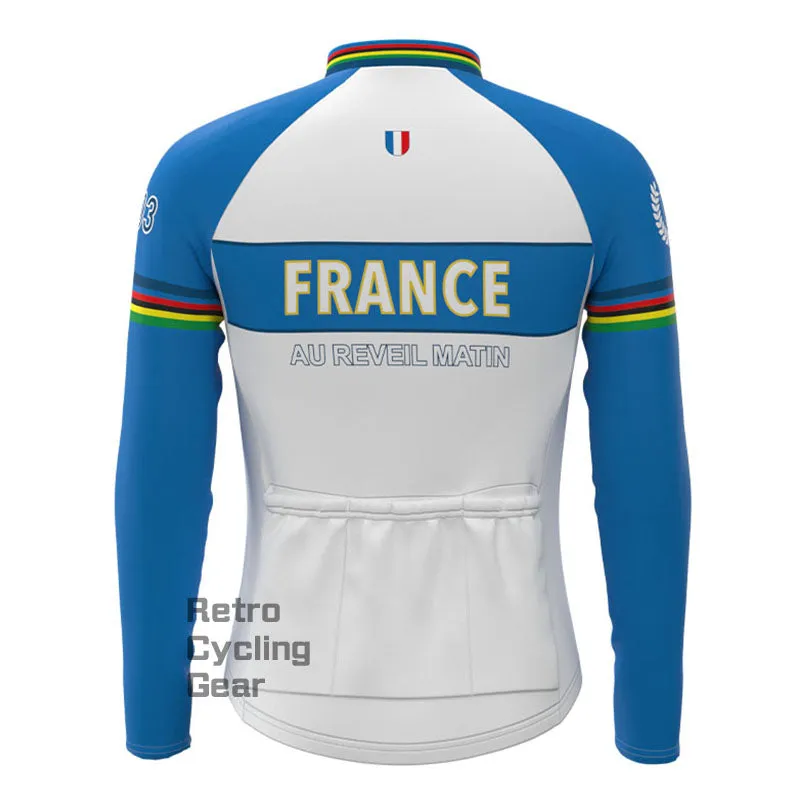 France Fleece Retro Long Sleeves Jerseys