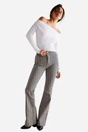 Free People Jayde Railroad Flare Jeans in Train Car Stripe