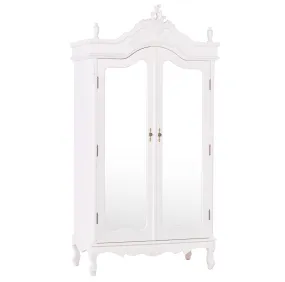 French Cream Double Full Mirrored Armoire