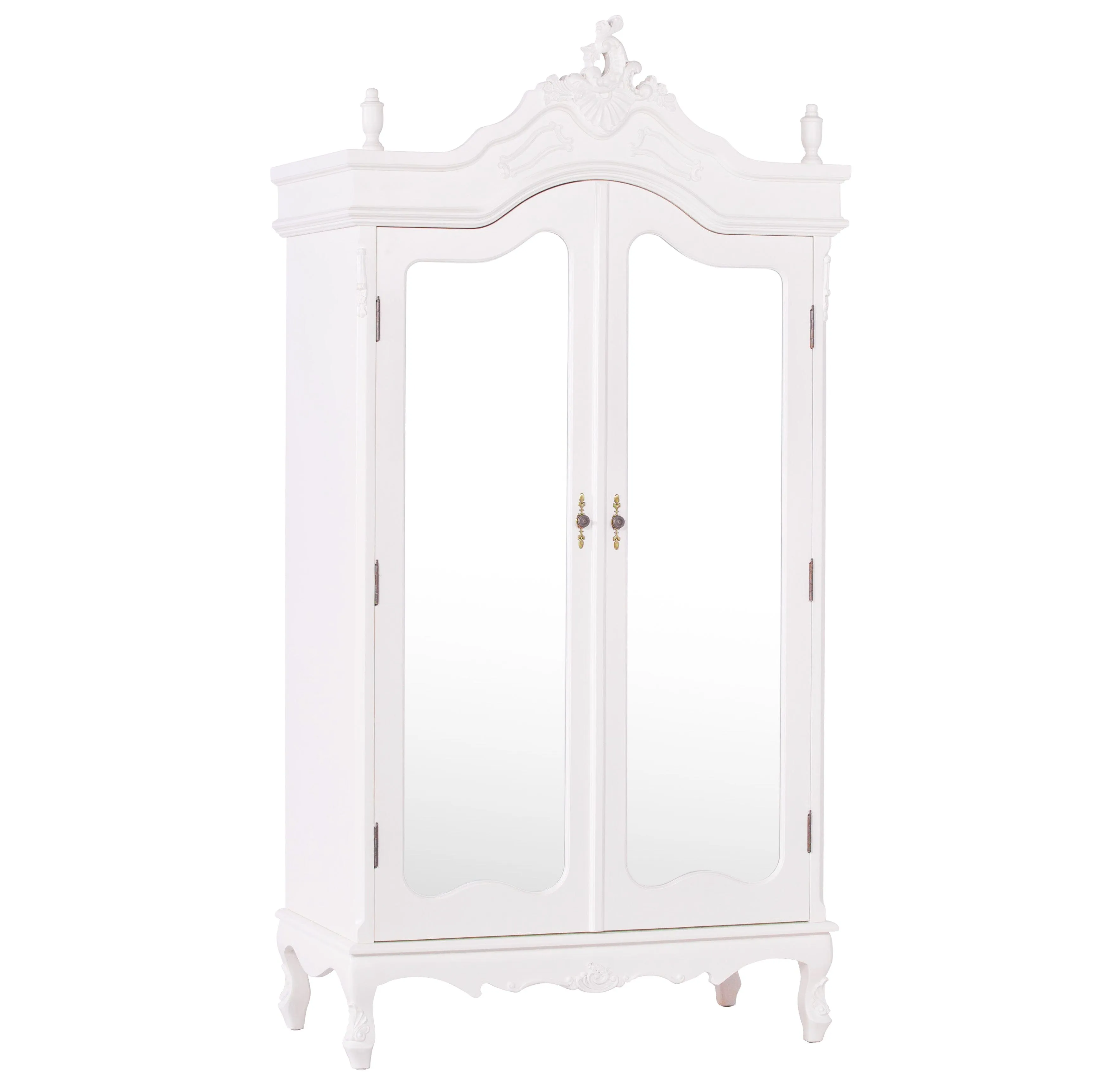 French Cream Double Full Mirrored Armoire