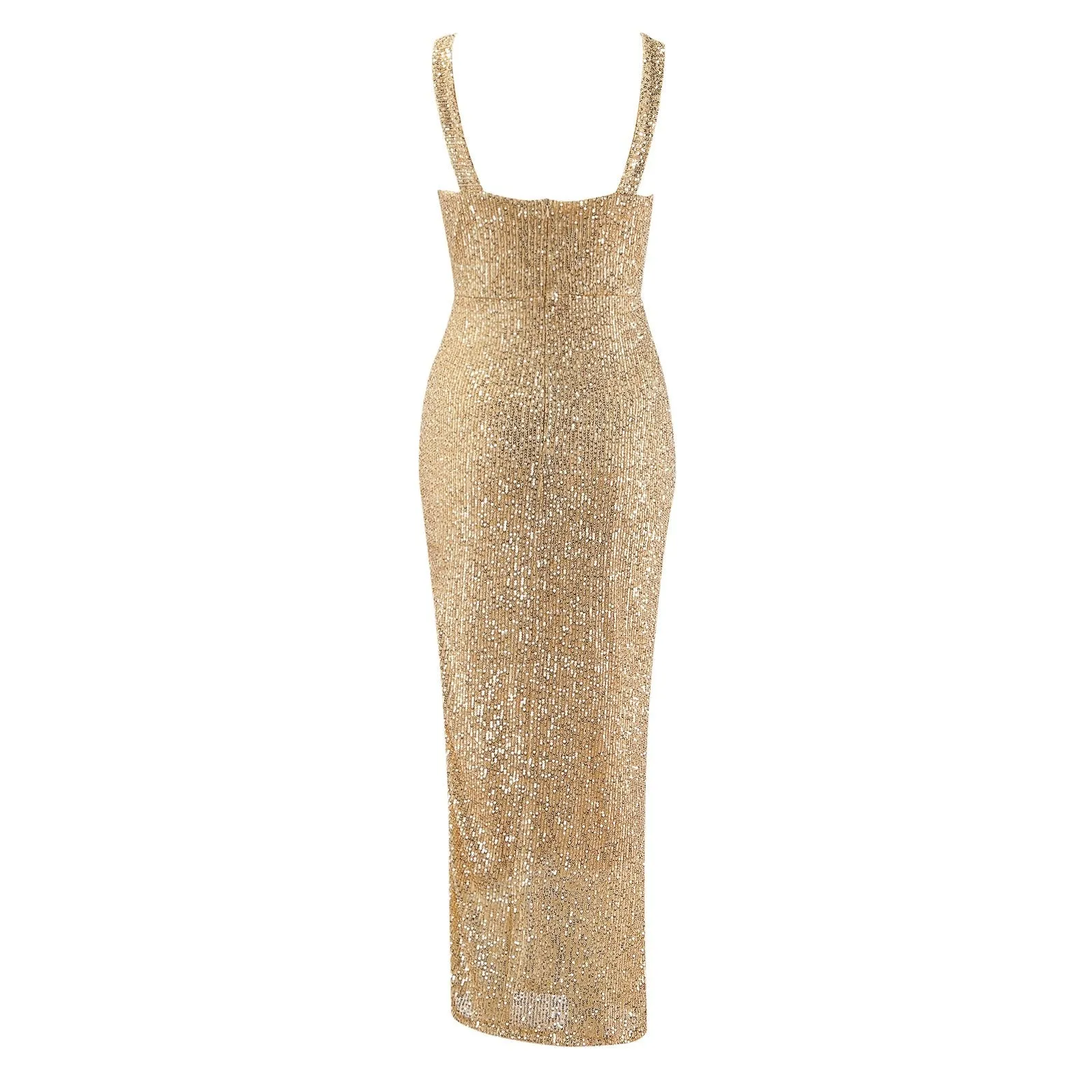 Funki Buys | Dresses | Women's Gold Sequin Evening Dress