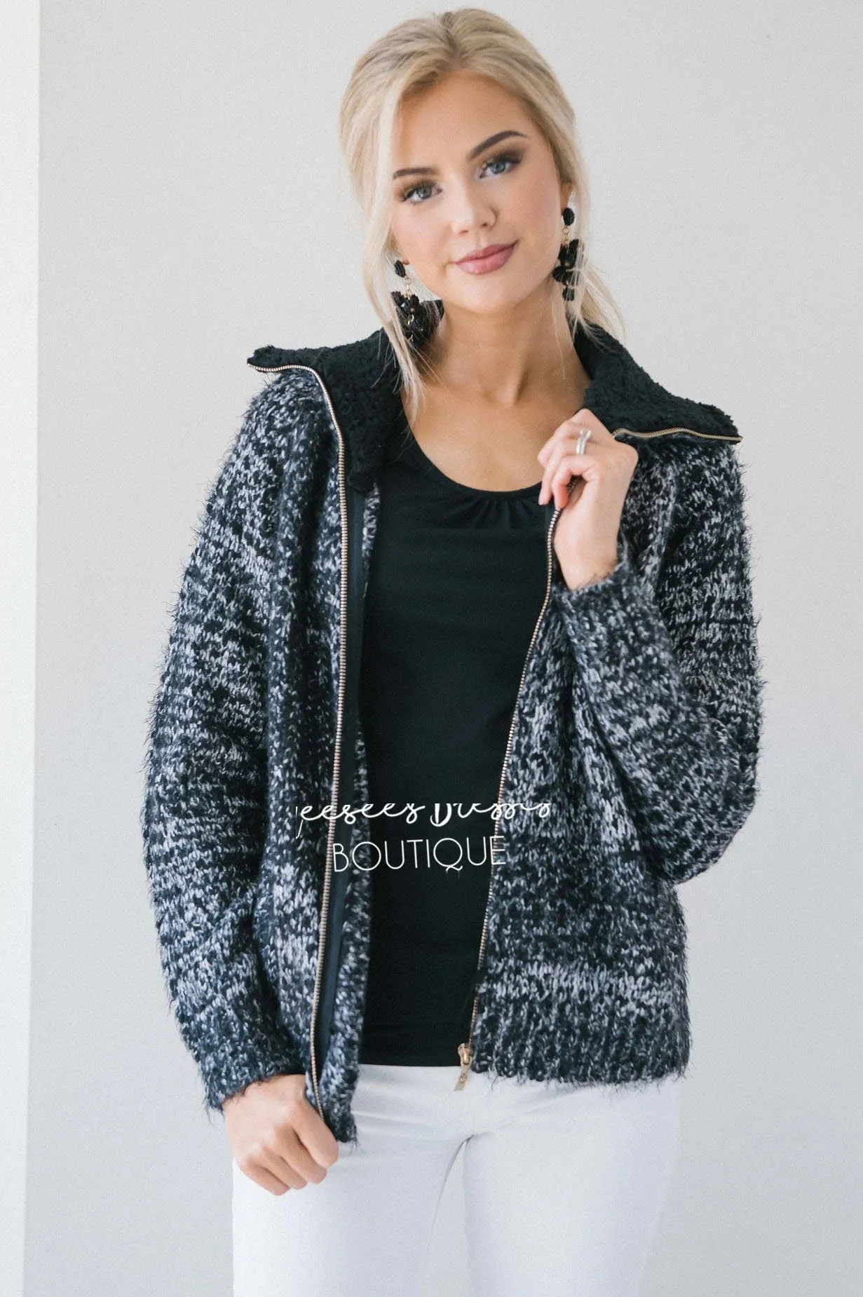 Fur Collar Knitted Coat