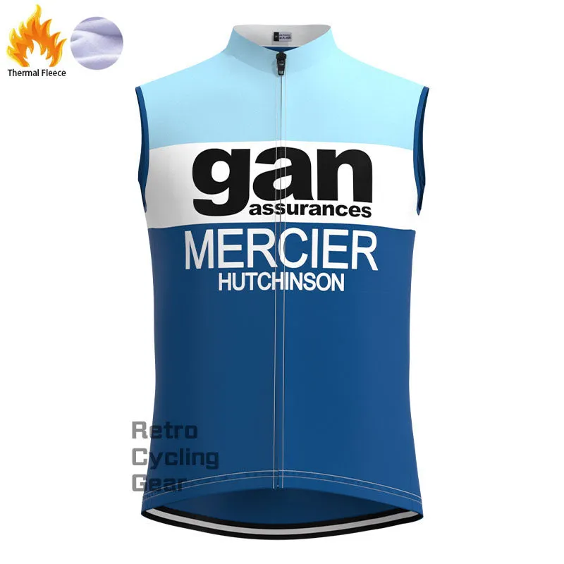 gan Blue Fleece Retro Cycling Vest