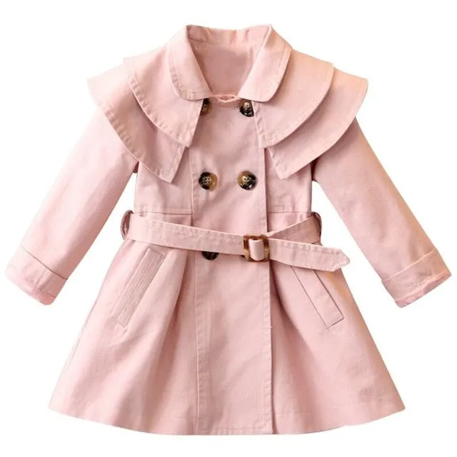 Girls Pink Trench Coat, Size 2-7 Yrs