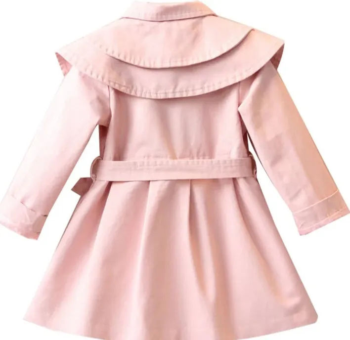 Girls Pink Trench Coat, Size 2-7 Yrs