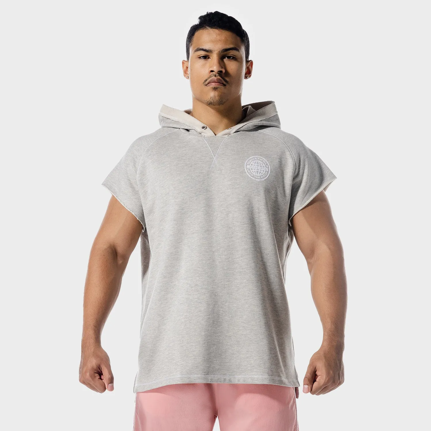 Golden Era Sleeveless Hoodie - Light Grey Marl