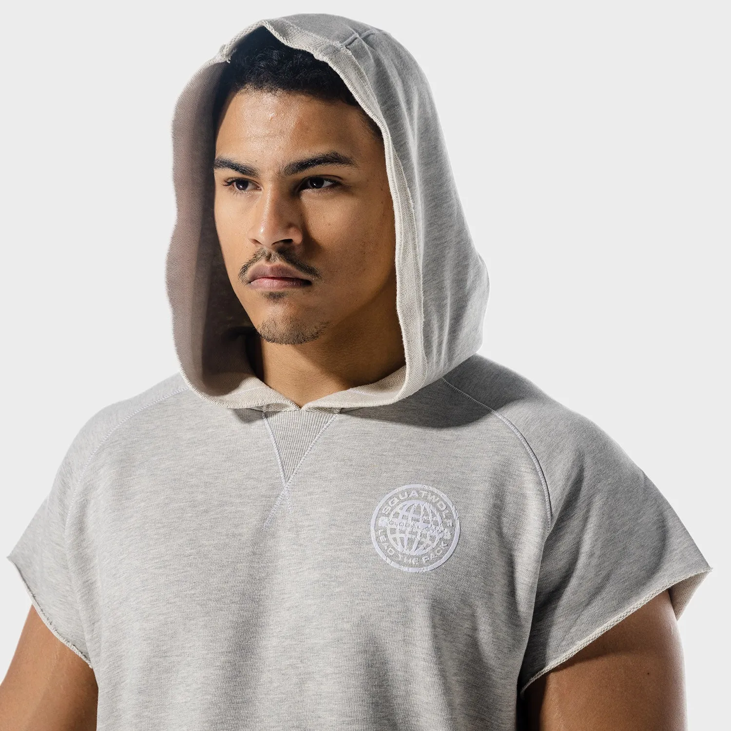 Golden Era Sleeveless Hoodie - Light Grey Marl