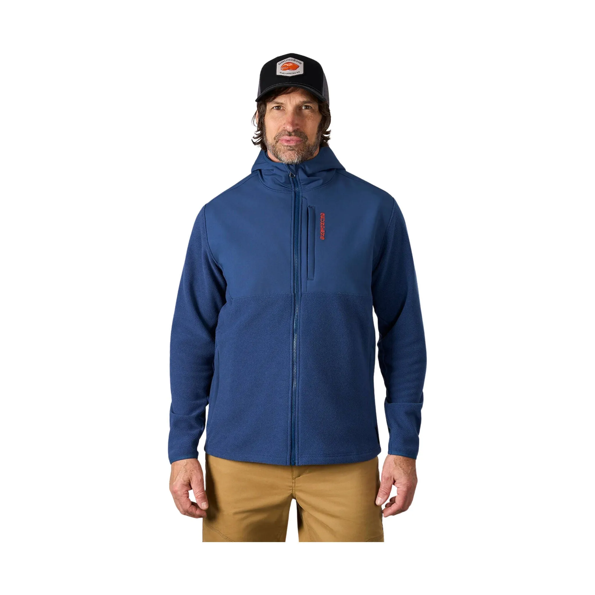 Grundens Men's Bering Fleece Pro Full Zip Hoodie - Blue Abyss