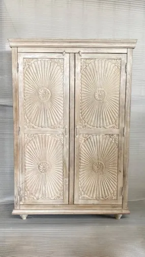 Hand-Carved Indian Design Vintage Armoire Wardrobe | Indian Furniture