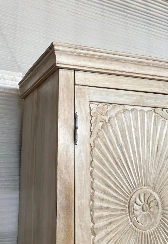 Hand-Carved Indian Design Vintage Armoire Wardrobe | Indian Furniture