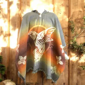 Handmade Ponchos brown and grey  ( hummingbird )