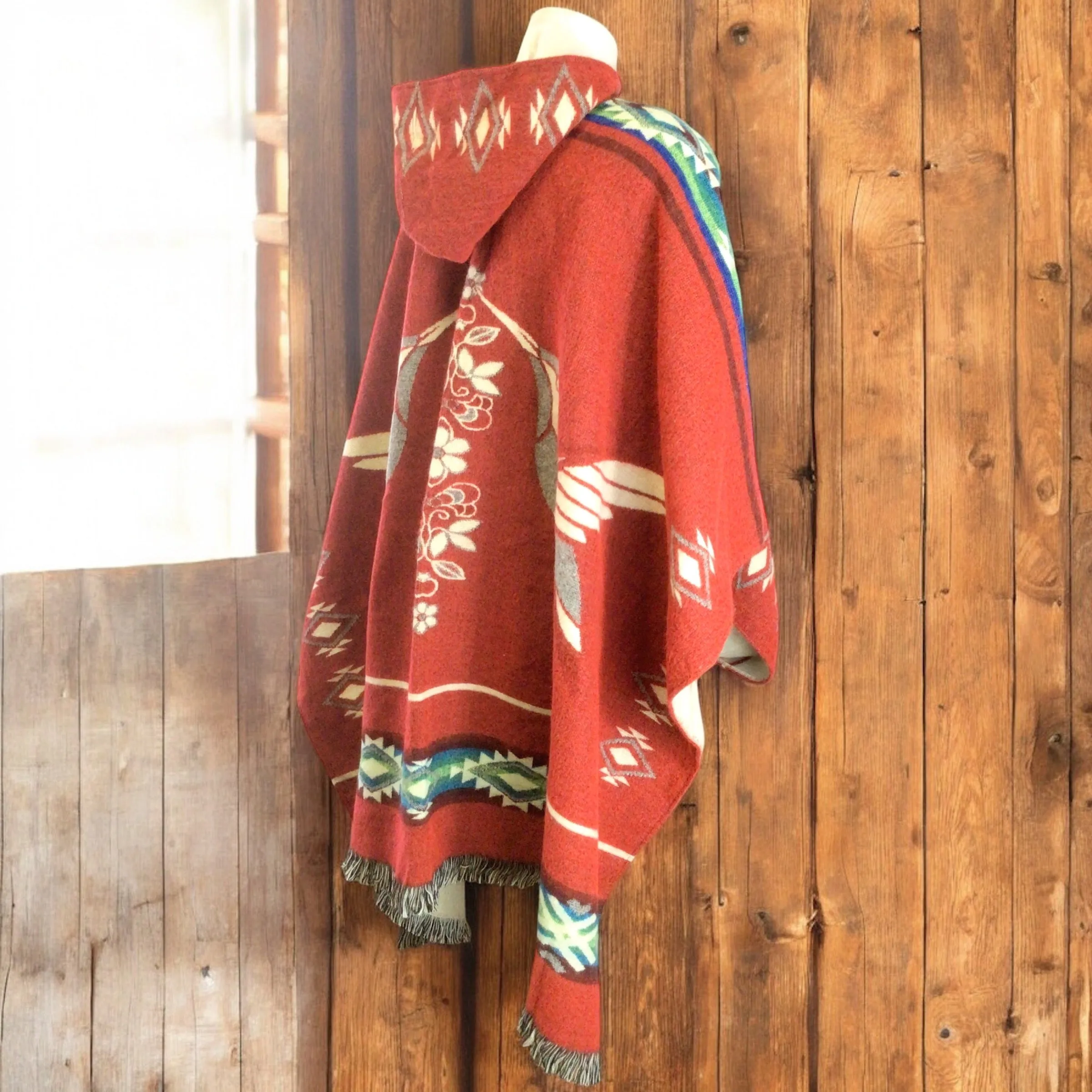 Handmade Ponchos red ( hummingbird )