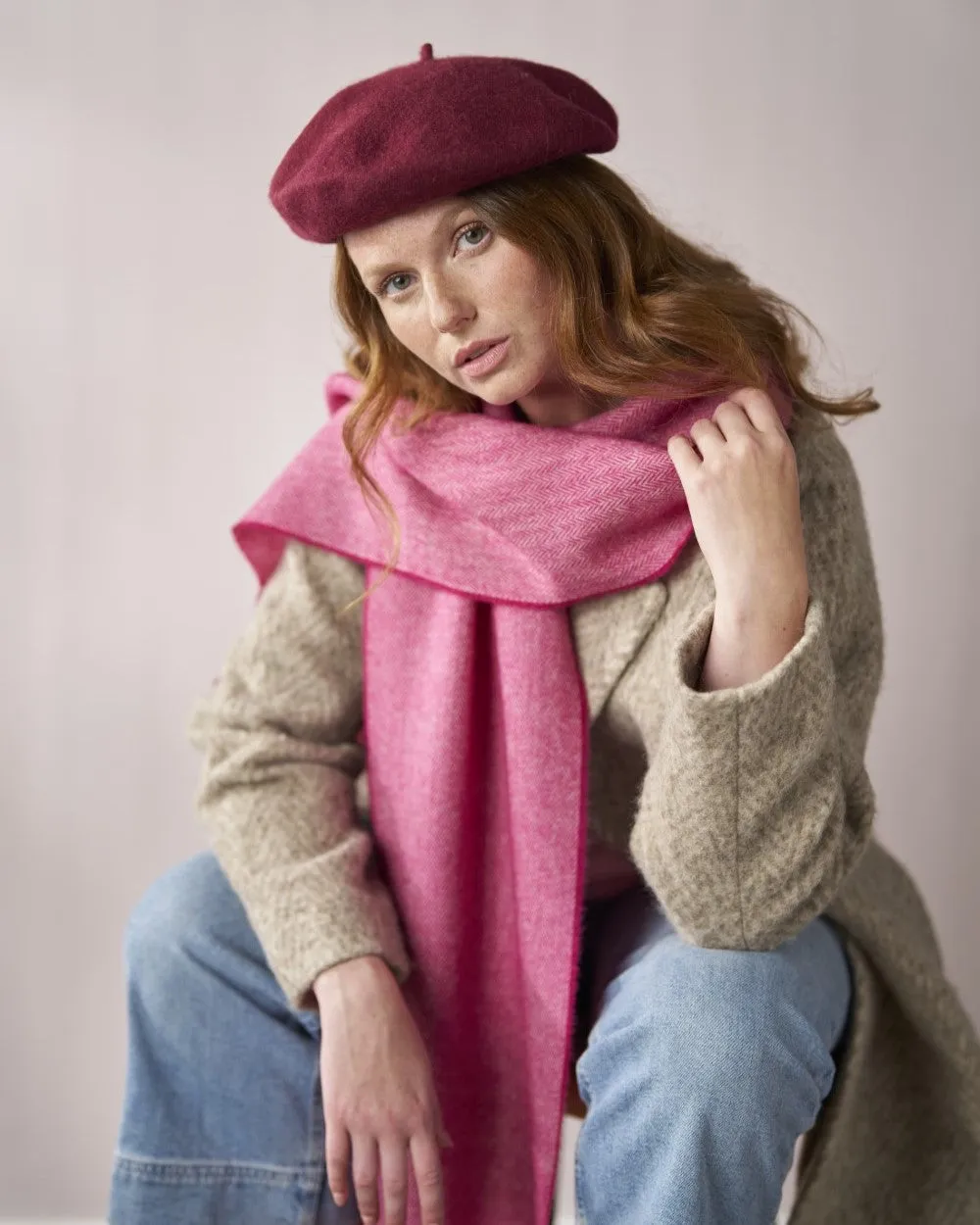 Herringbone Scarf: Magenta