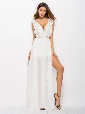 Hollow Lace Chiffon Dress