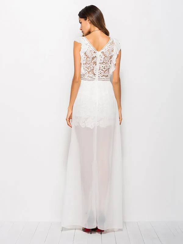 Hollow Lace Chiffon Dress