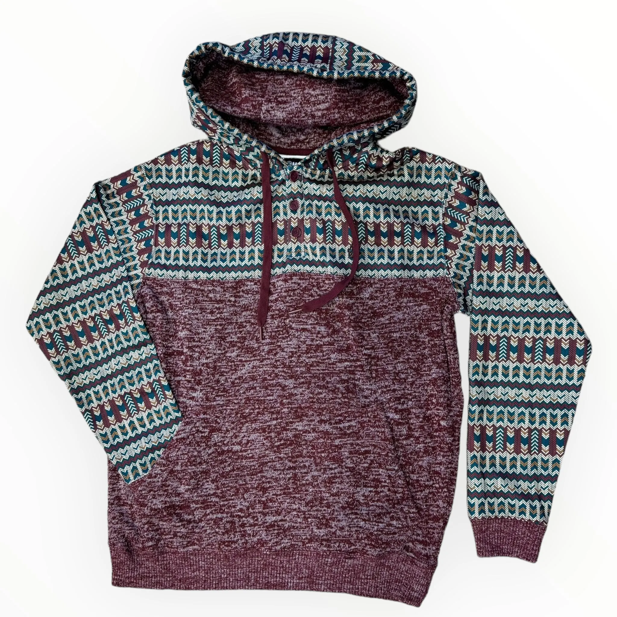 Hooey Men's Jimmy Maroon Aztec Print Hoodie HH1247MAAZ