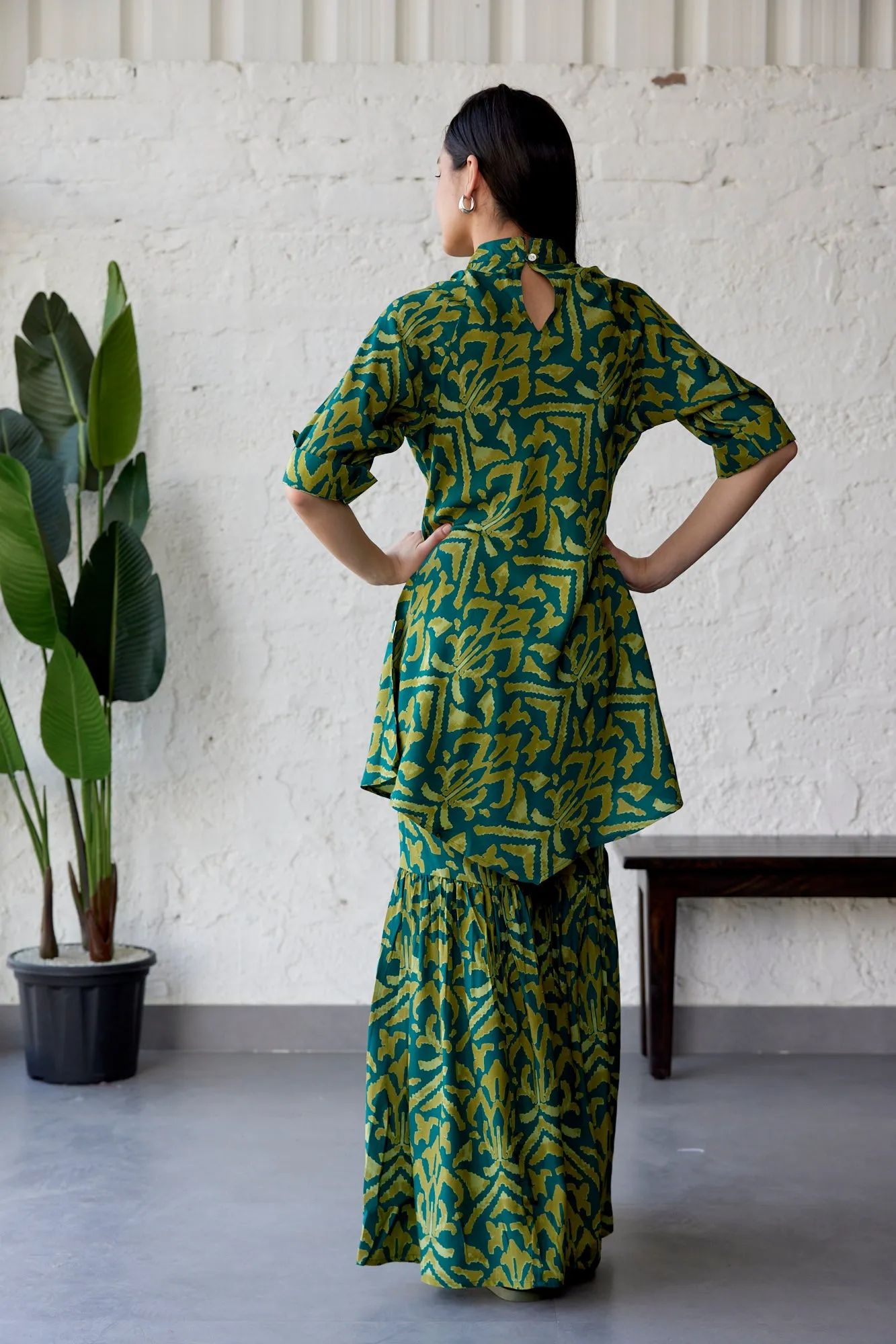 Ikat on Green Silk Co-ord Set