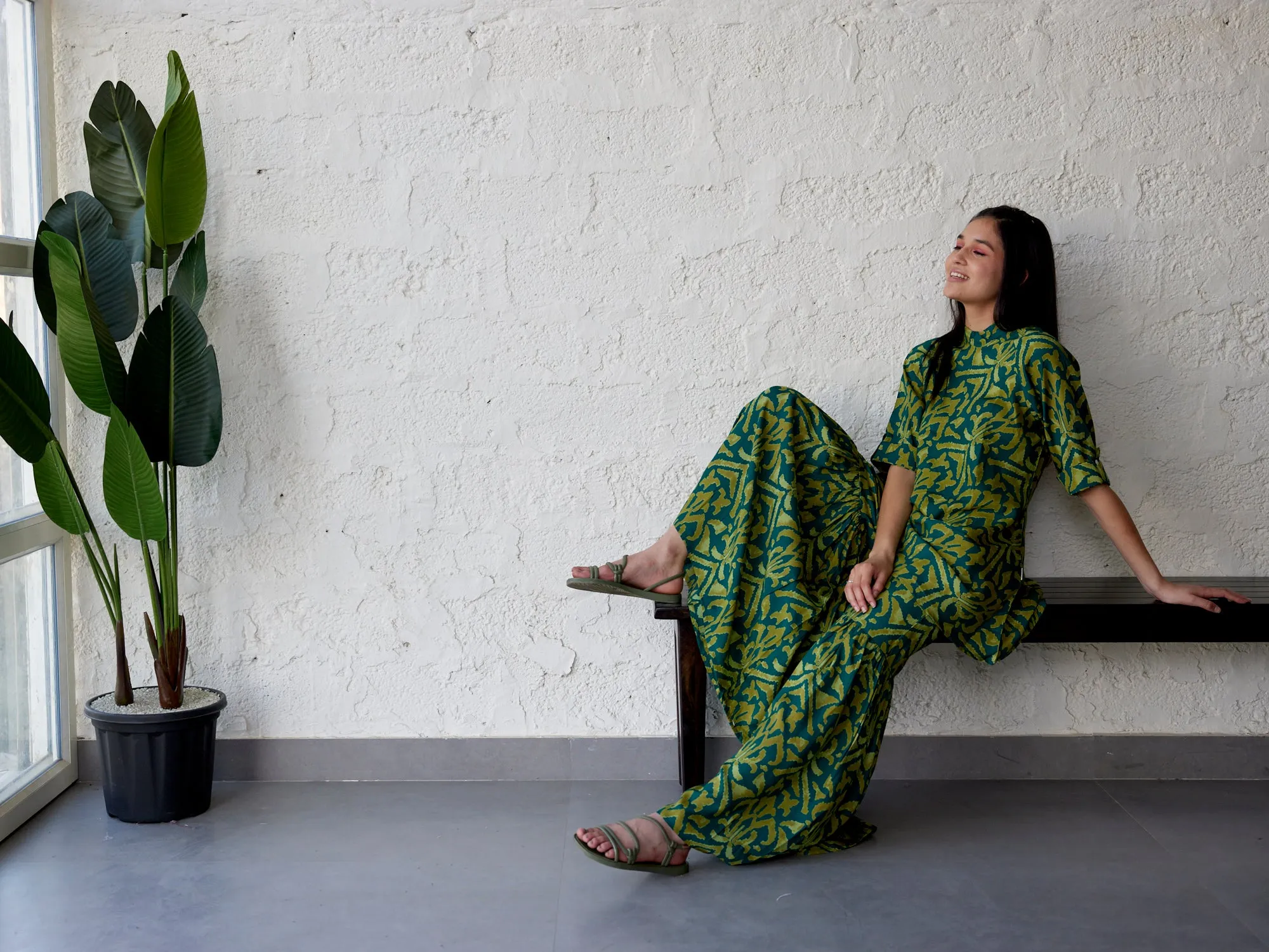 Ikat on Green Silk Co-ord Set