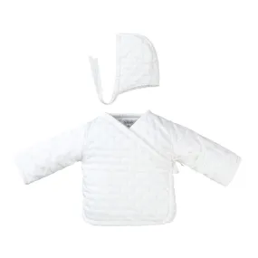 jacket quilted side wrap with bonnet - off white