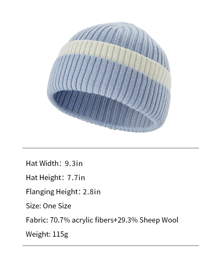 Japan Stock Women's Winter Contract Color Heated Knit Hat