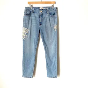 JEN7 By 7 For All Mankind Ankle Skinny Embroidered Floral Jeans- Size 14 (Inseam 25.5")