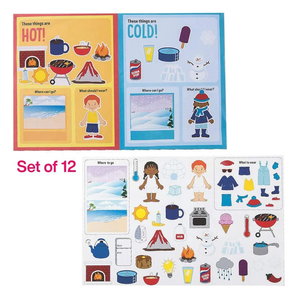 Kicko Hot and Cold Sticker Scenes - Set of 12 Huge Temperature Classification Decals -