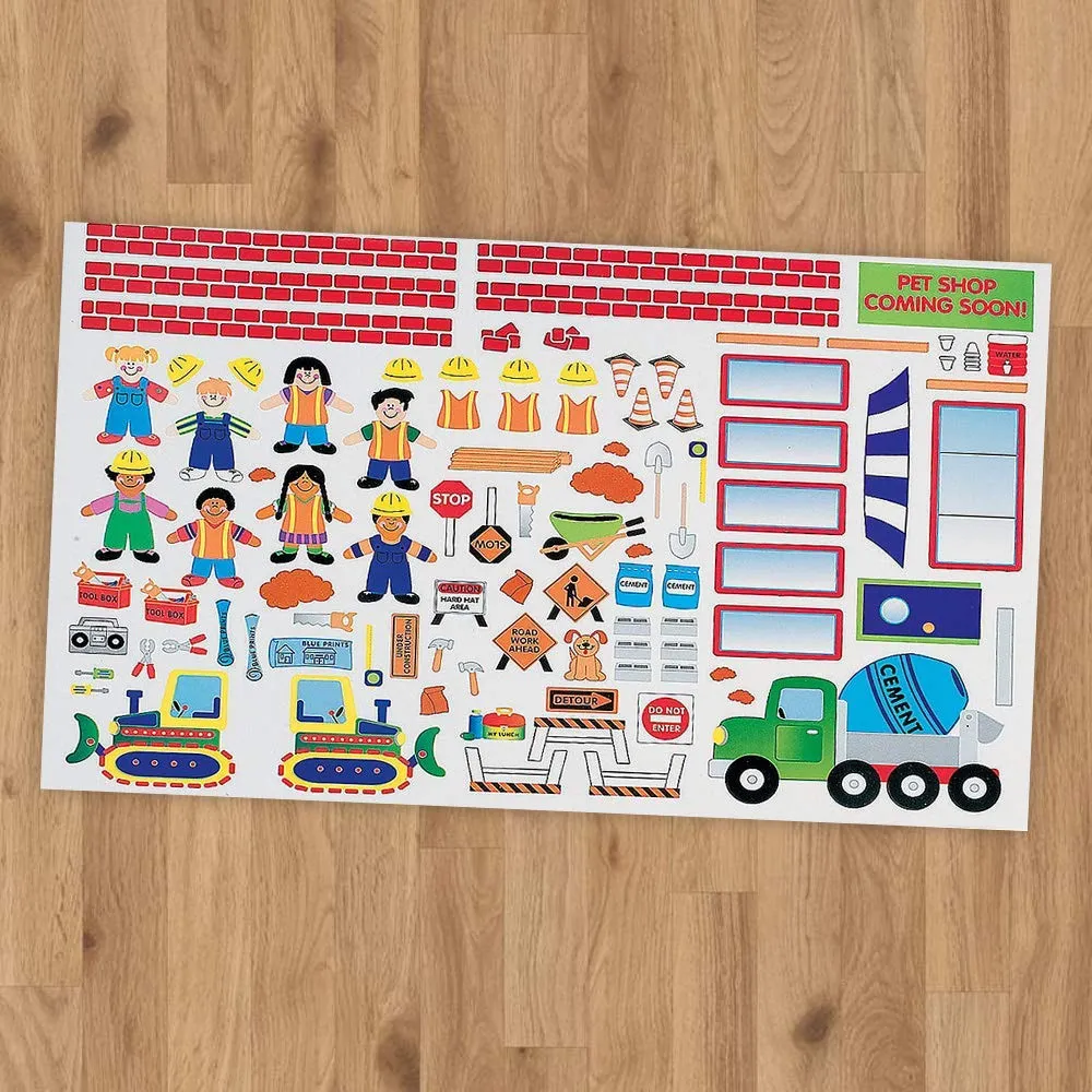 Kicko Make a Construction Site Sticker - Set of 12 Building Stickers Scene for Birthday