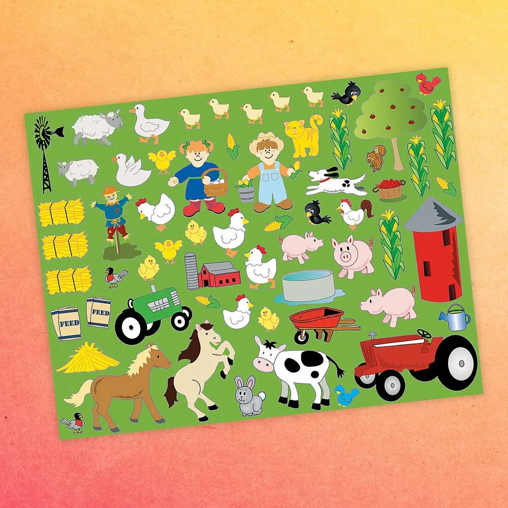 Kicko Make a Farm Sticker - Set of 12 Farm Life Stickers Scene for Birthday Treat, Goody