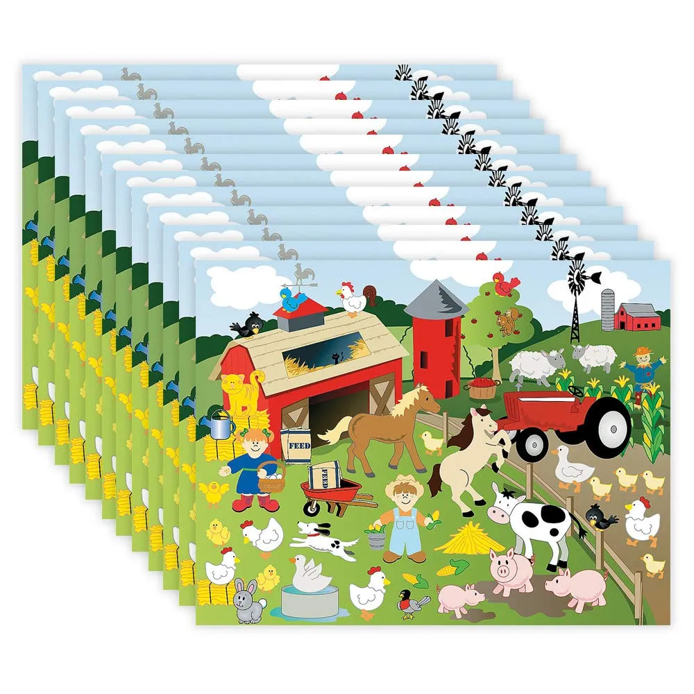 Kicko Make a Farm Sticker - Set of 12 Farm Life Stickers Scene for Birthday Treat, Goody