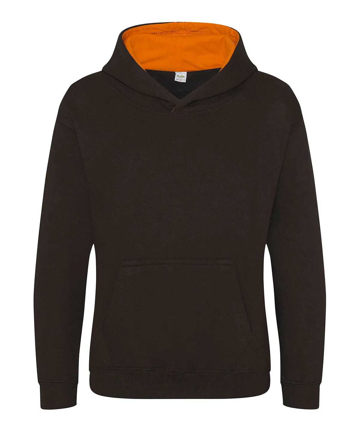 Kids Varsity Hoodie Jet Black/Orange Crush | AWDis Just Hoods