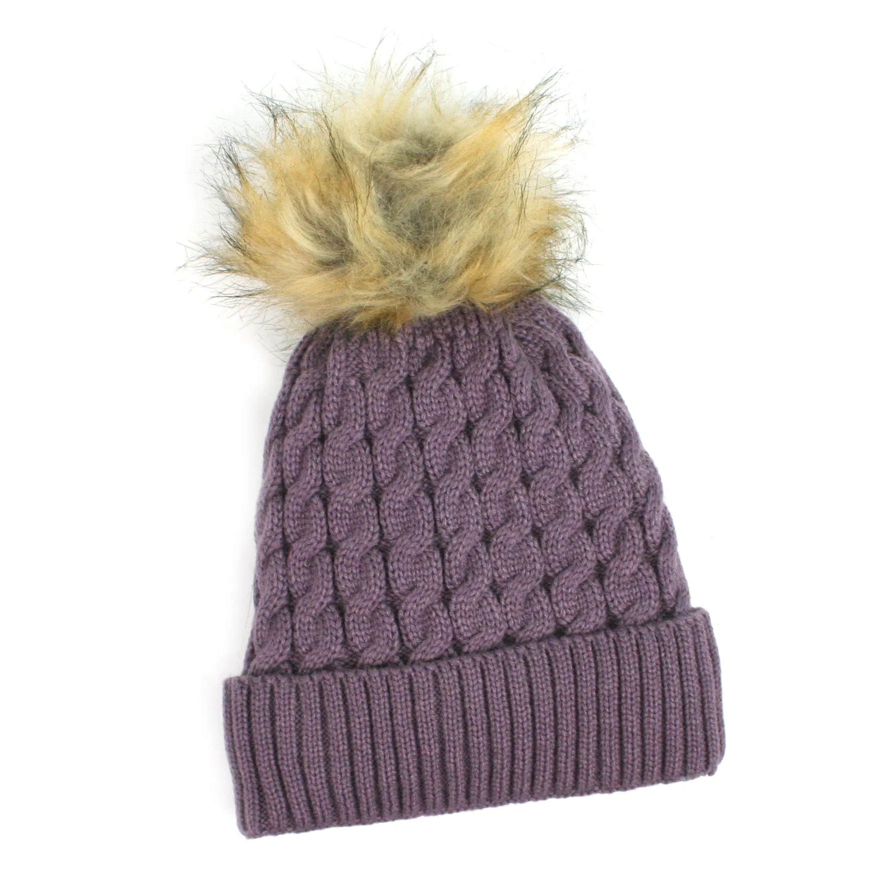 Knitted Style Bobble Hat - Heather