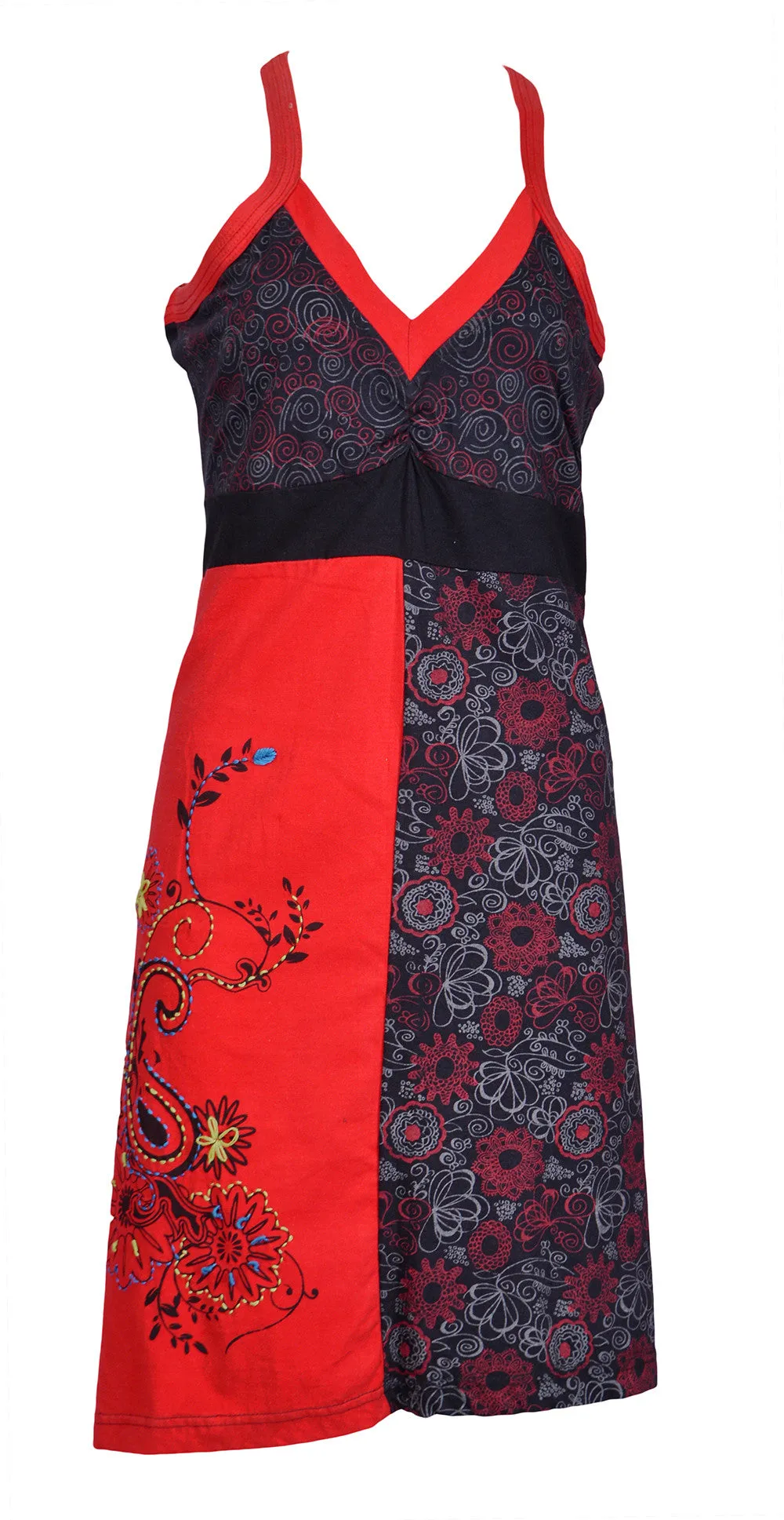 ladies-colorful-strap-dress-with-embroidery-and-patch-design-laliguraslmn4022