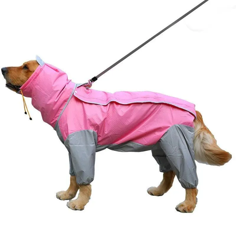 Large Dog Waterproof Four-Legged Golden Fur Raincoat