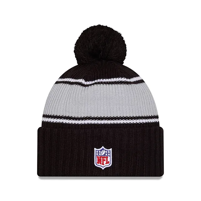 Las Vegas Raiders NFL New Era Men's Black 2024 Sideline Sport Knit Pom Hat