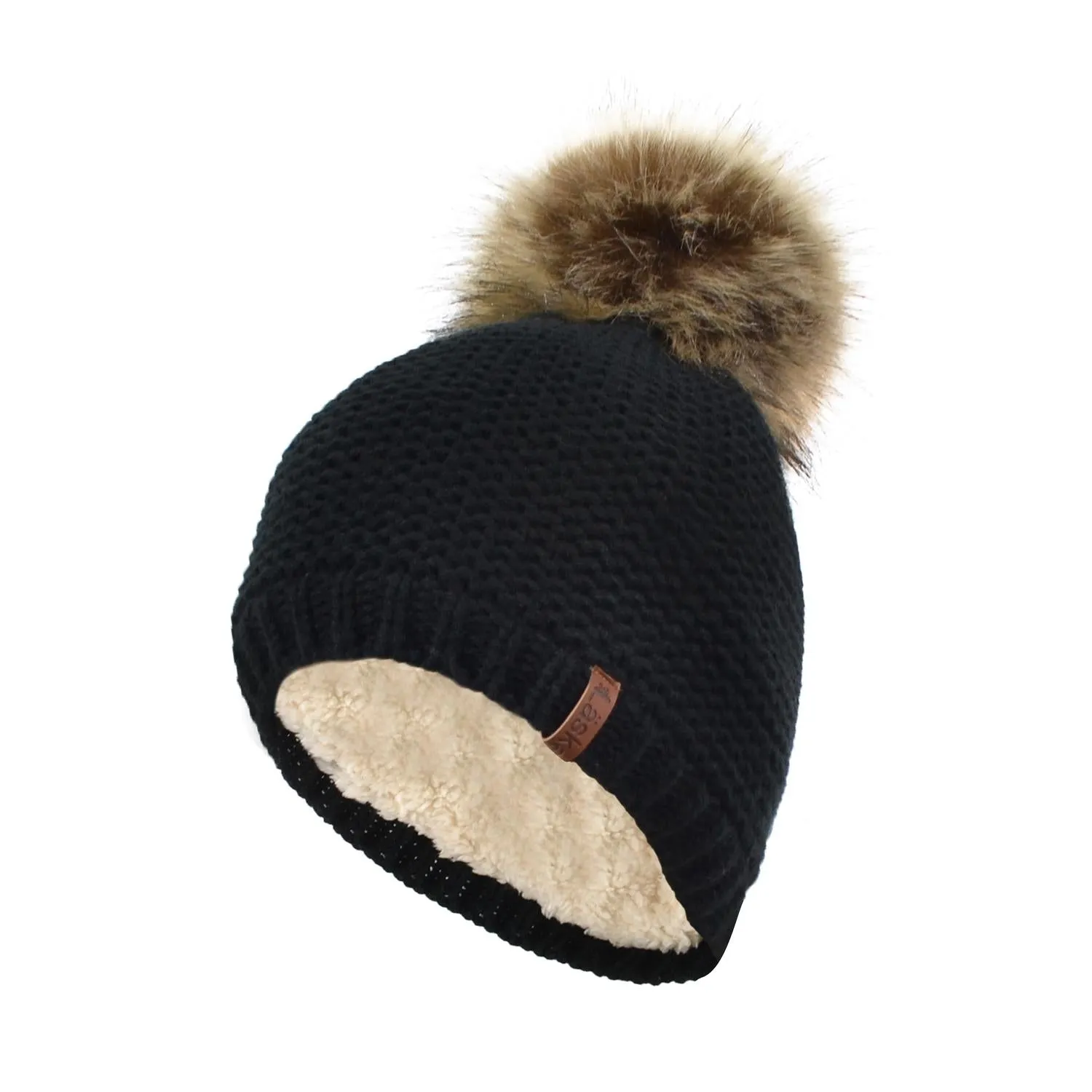 Laska Plush Lined PomPom Hat