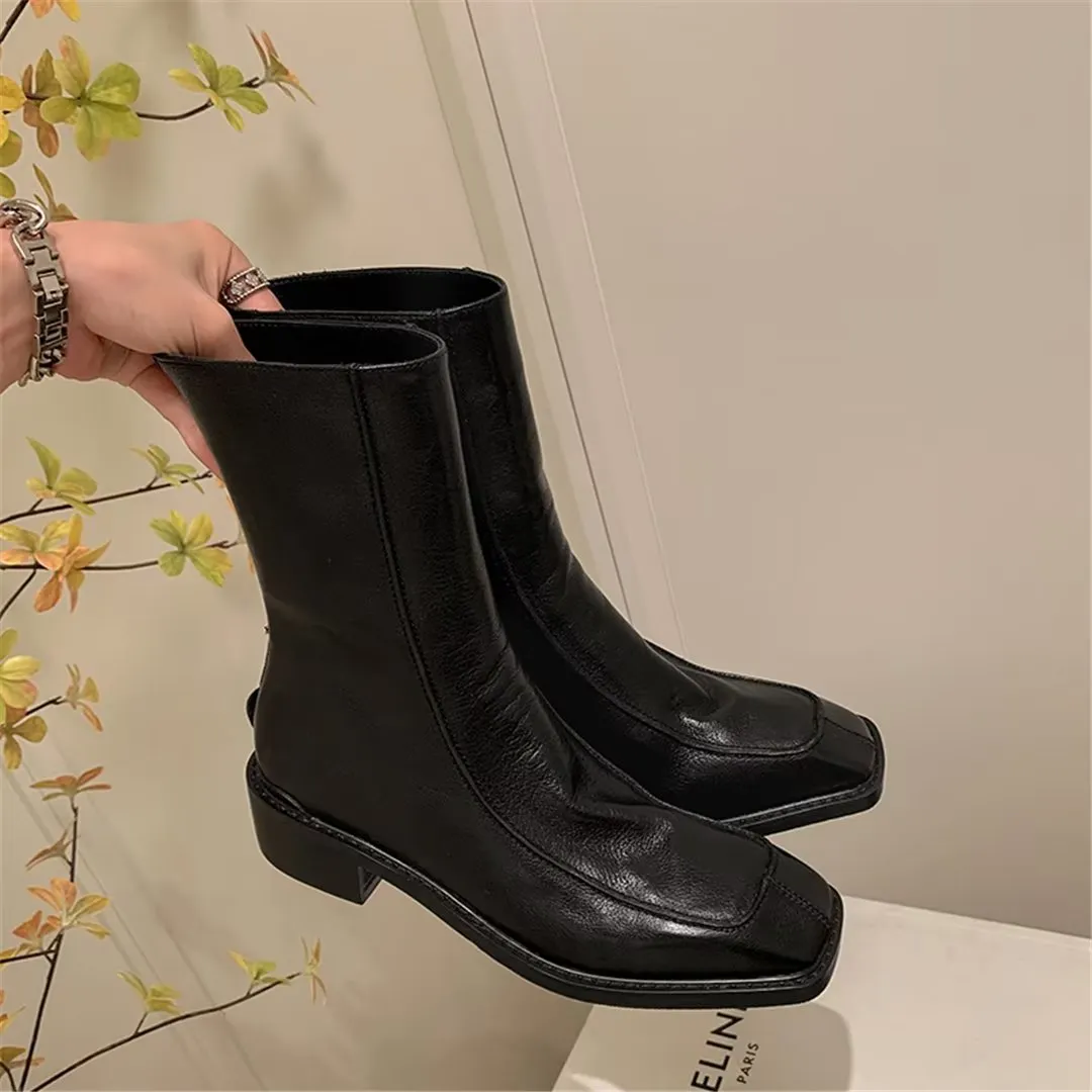 LeatherLux Elegant Cowhide Winter Boots