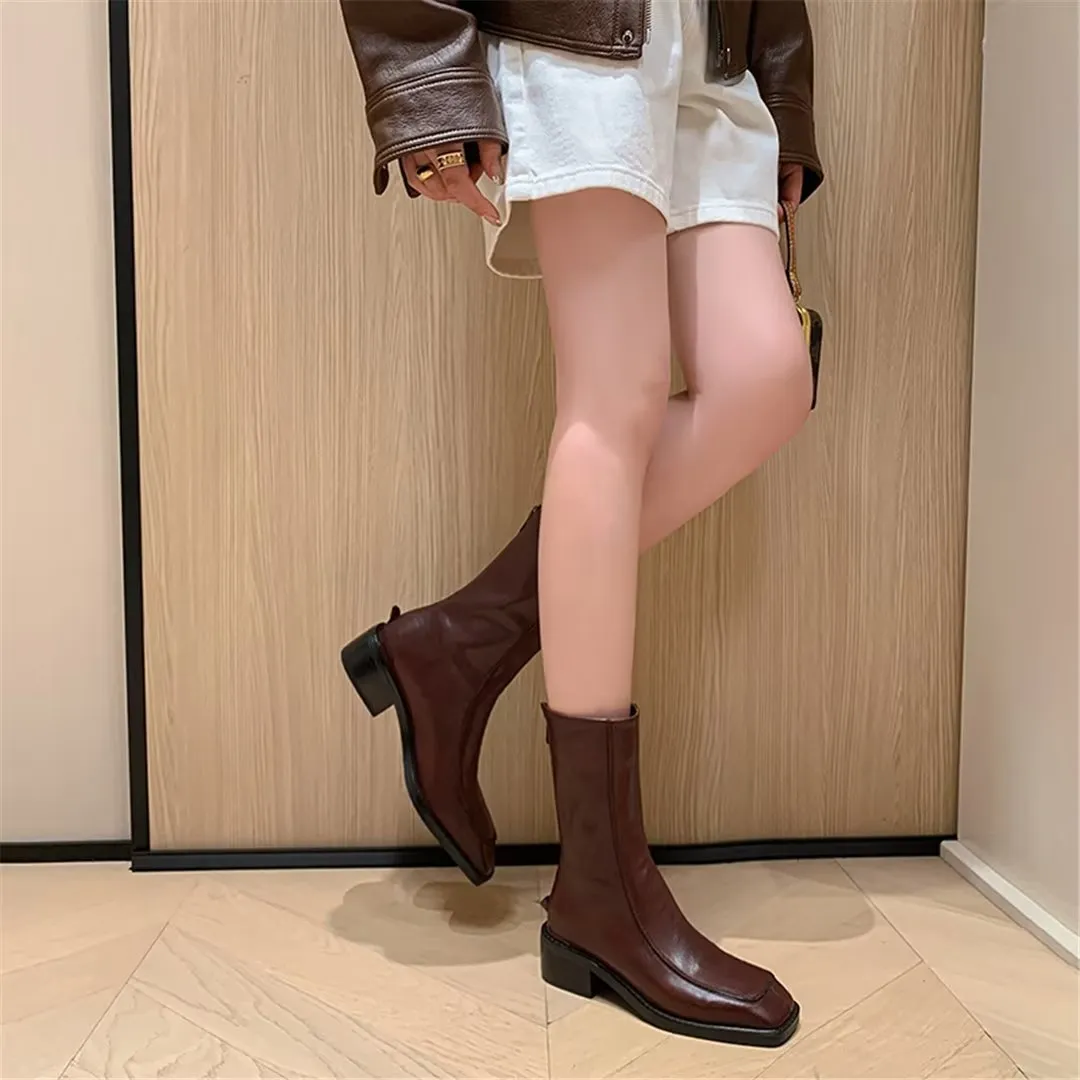 LeatherLux Elegant Cowhide Winter Boots