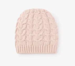 Light Pink Horseshoe cable knit baby hat